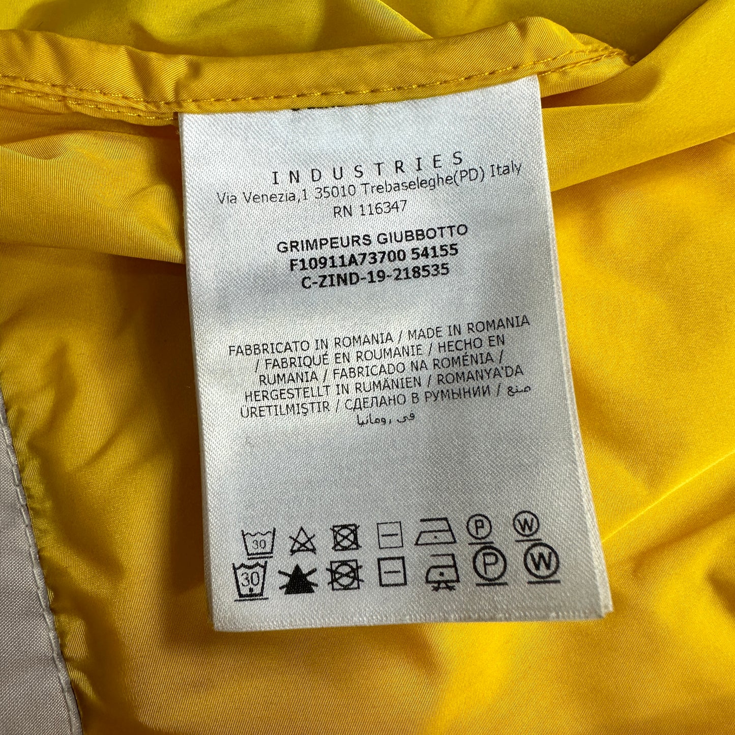 Grimpeurs Yellow Windbreaker Size 3 (M)