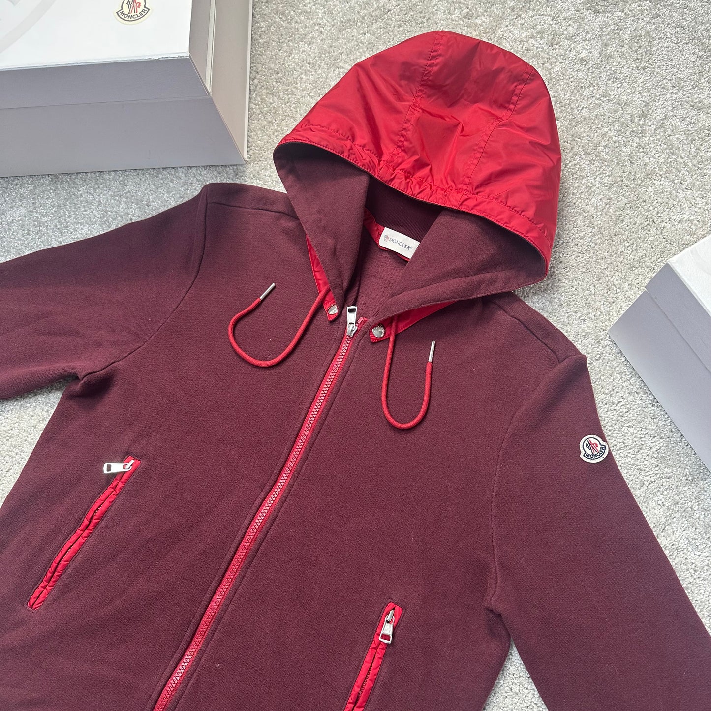 Hooded Fleece Cardigan Red Size M (Fits S)