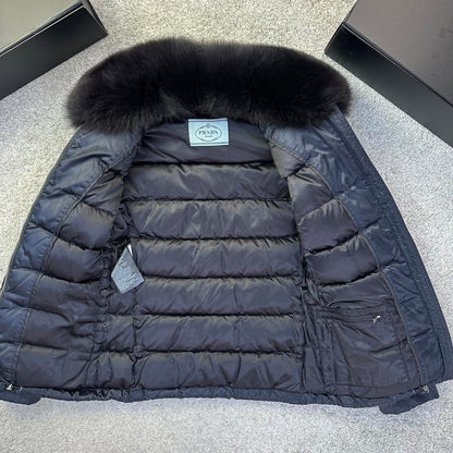 Prada Ladies Puffer Coat Real Fur - Size 40 (S) UK 6/8