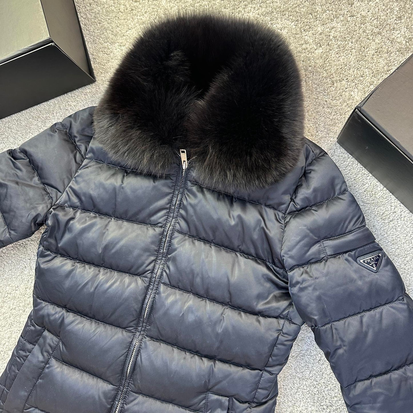 Prada Ladies Puffer Coat Real Fur - Size 40 (S) UK 6/8