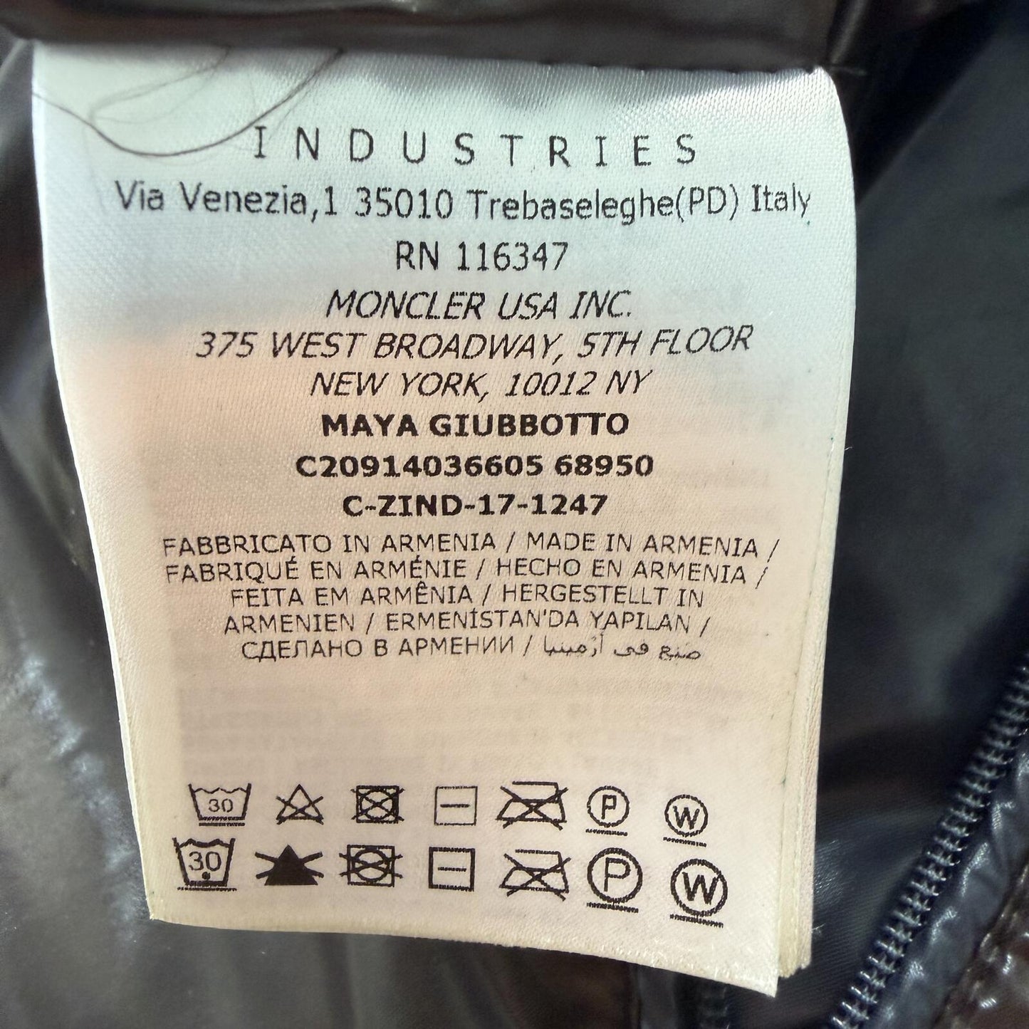 Moncler Maya Size 0 XS