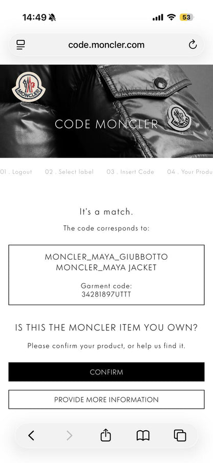 Moncler Maya Size 3 M BNWT