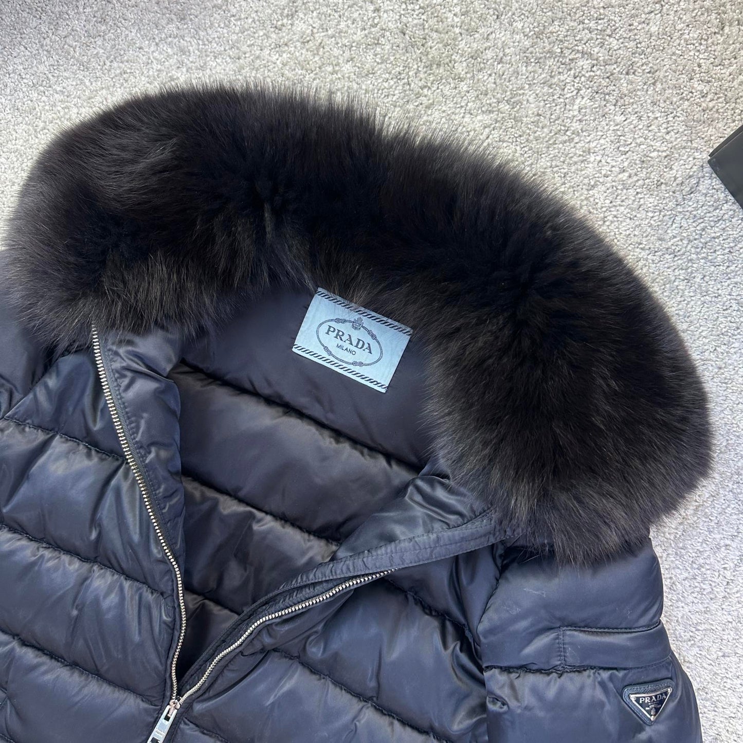 Prada Ladies Puffer Coat Real Fur - Size 40 (S) UK 6/8
