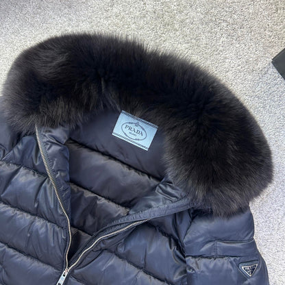Prada Ladies Puffer Coat Real Fur - Size 40 (S) UK 6/8