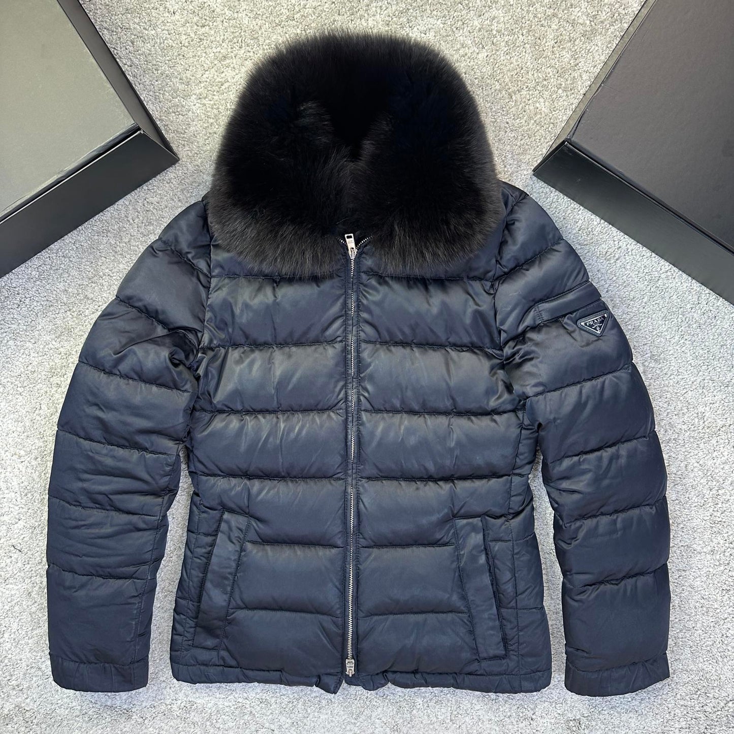 Prada Ladies Puffer Coat Real Fur - Size 40 (S) UK 6/8
