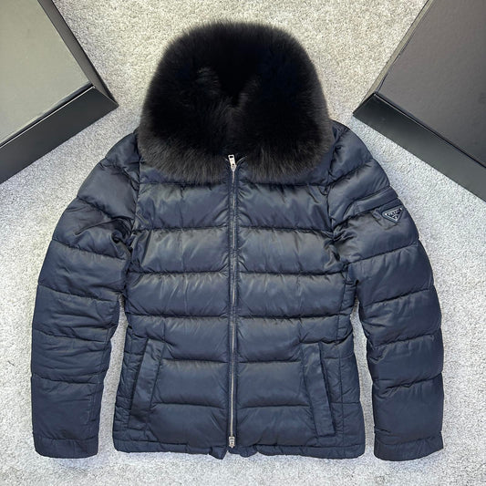 Prada Ladies Puffer Coat Real Fur - Size 40 (S) UK 6/8