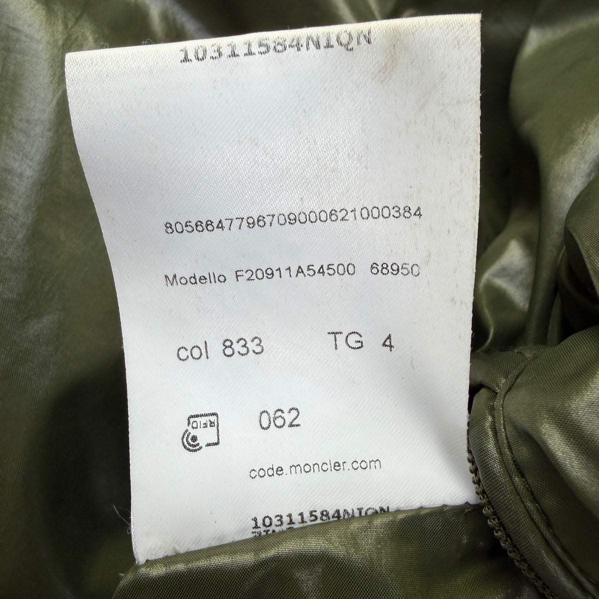 Moncler Men’s Ecrins Puffer Coat Khaki Size 4 L