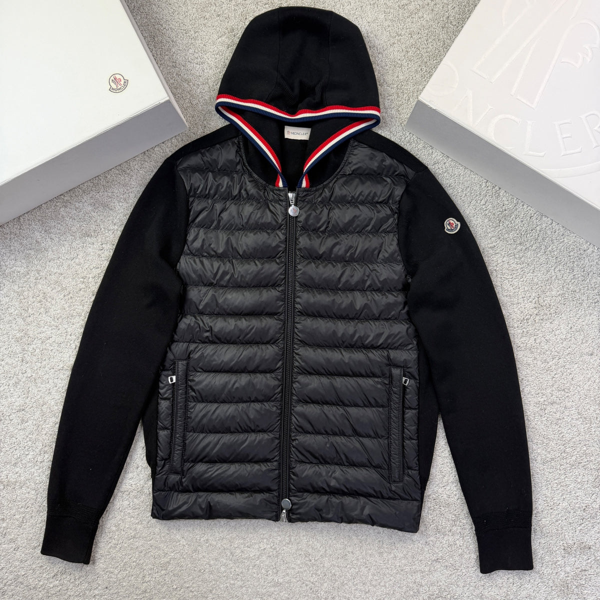 Moncler Men’s Padded Hybrid Cardigan Black Size M Fits S