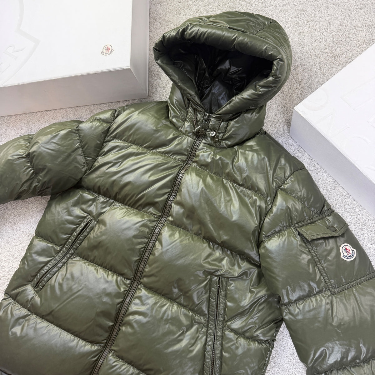 Moncler Men’s Ecrins Puffer Coat Khaki Size 4 L